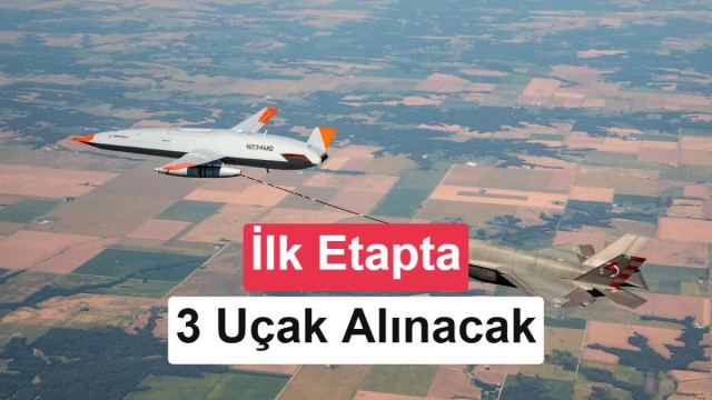 MQ-25A insansız yakıt ikmal uçağı, uçak gemisinden havada yakıt ikmali yapıyor.