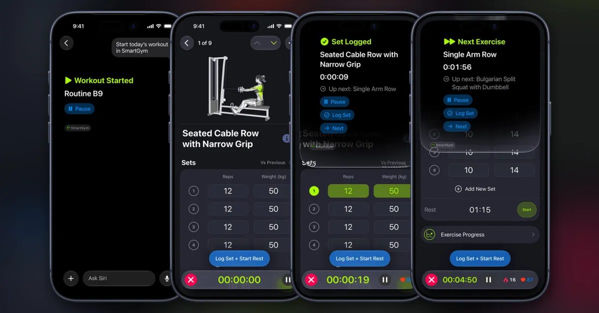 SmartGym 8 uygulaması, doğal dil ile antrenman oluşturma ve Siri entegrasyonu özelliklerini sunuyor.