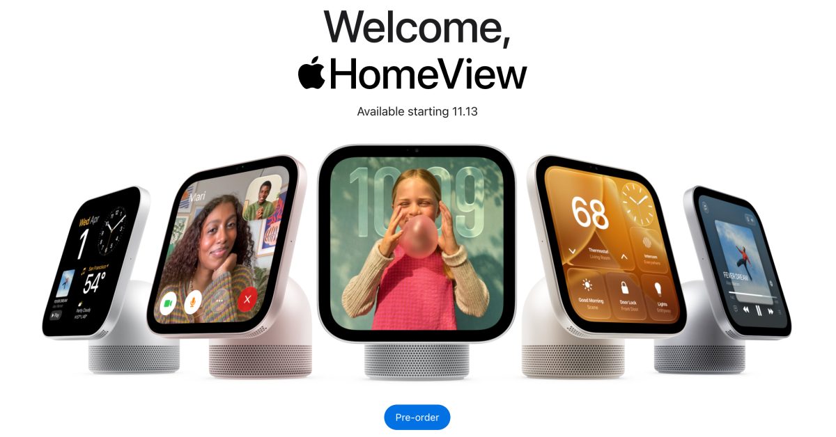 Apple HomeView akıllı ekran, 7 inç kare ekranı ile akıllı ev çözümleri sunuyor.