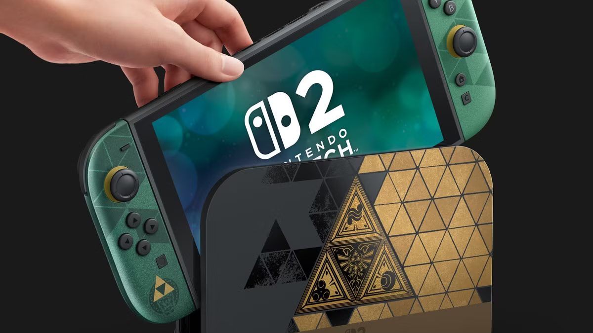 Zelda Switch 2 donanımı, Zelda temalı tasarımıyla dikkat çekiyor.