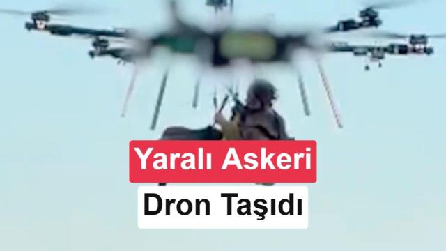 Ukrayna'da yaralı asker dronla tahliye edilirken