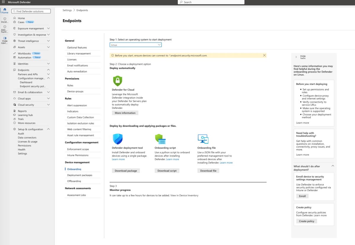 Microsoft Defender, Linux masaüstleri için koruma sağlıyor.