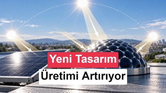 Güneş ışığını her açıdan yakalayabilen yarım küre biçiminde güneş paneli tasarımı.