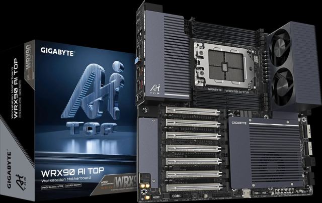 Gigabyte WRX90 AI TOP anakart, 2 TB bellek ve yedi PCIe yuvası ile yüksek performans sunuyor.